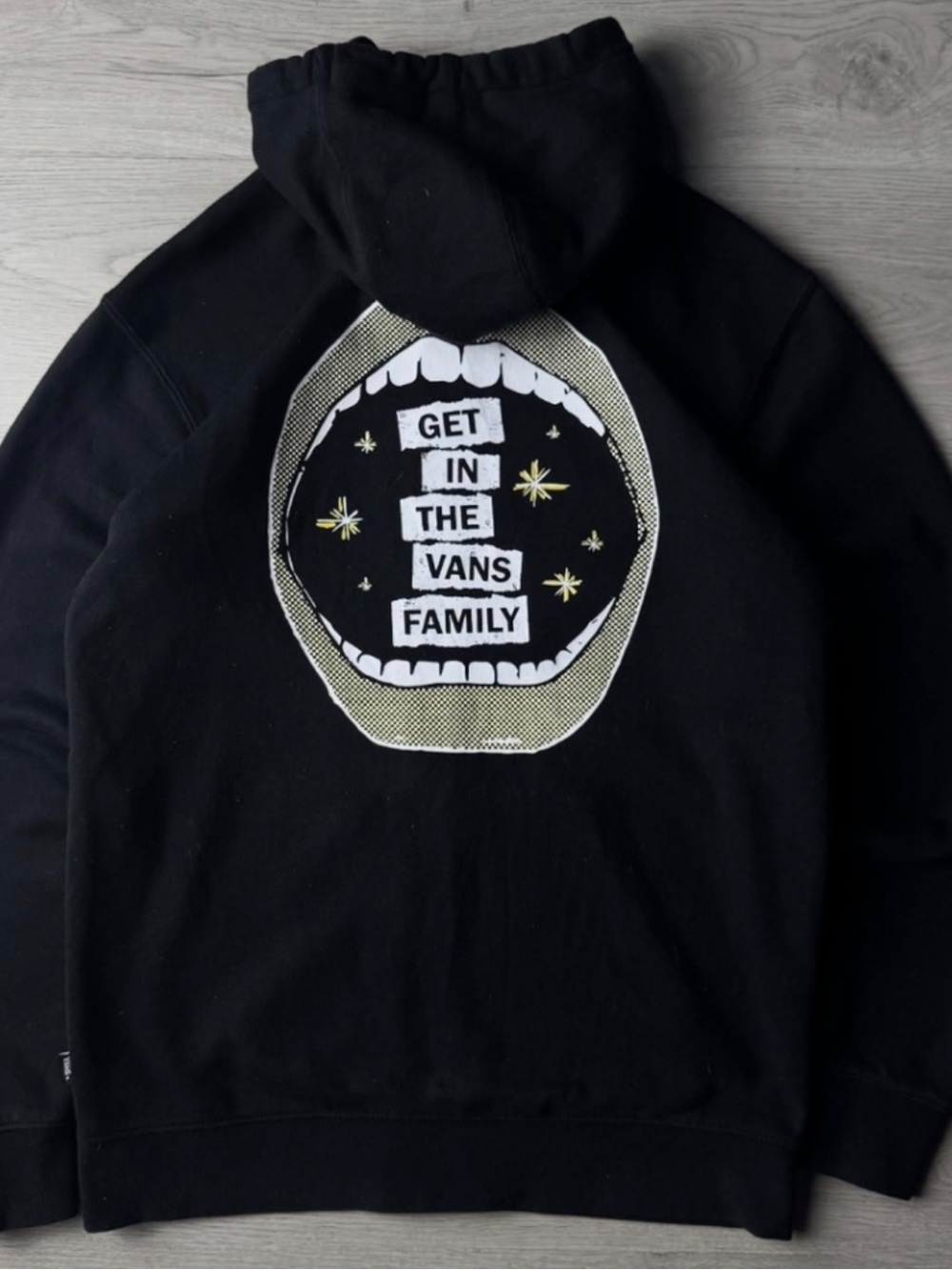 Vans Exclusive Collector Rare Black Hoodie White Script Logo Get in the Vans Fam